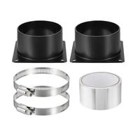 PATIKIL 3" Duct Connector Flange Set,2 Pcs ABS Dryer Vent Wall Plate Square to Round Straight Ducting Pipe with Hose Clamp Tape for Air Heating Cooling HVAC Ventilation, Black