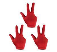 PATIKIL 3 Fingers Pool Gloves, 3 Pack Billiard Gloves Left & Right Hand Show Gloves Pool Cue Glove for Shooter Carom Pool Snooker Cue Sport, Red