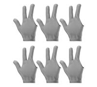 PATIKIL 3 Fingers Pool Gloves, 6 Pack Breathable Billiard Gloves Left Right Hand Show Gloves for Shooter Carom Pool Snooker Cue Sport, Grey
