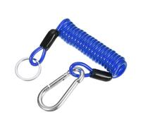 PATIKIL 3 ft Breakaway Trailer Cable,Trailer Brake Away Cable Safety Cable Straps Spring Towing Coiled Wire with Clip for RV Trailer Emergency Breakaway Switch Blue