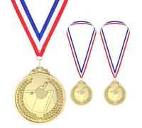 PATIKIL 3" Gold Table Tennis Medals, 3 Pack Table Tennis Award Medals with Ribbon Red White for Games Sports Competitions