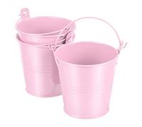 PATIKIL 3" Height Mini Metal Bucket, 3 Pack Colorful Metal Succulents Pot Party Decorative Pails with Handles for Small Succulents, Pink