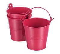 PATIKIL 3" Height Mini Metal Bucket, 3 Pack Colorful Metal Succulents Pot Party Decorative Pails with Handles for Small Succulents, Red