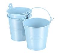 PATIKIL 3" Height Mini Metal Bucket, 3 Pack Colorful Metal Succulents Pot Party Decorative Pails with Handles for Small Succulents, Light Blue