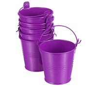 PATIKIL 3" Height Mini Metal Bucket, 6 Pack Colorful Metal Succulents Pot Party Decorative Pails with Handles for Small Succulents, Purple
