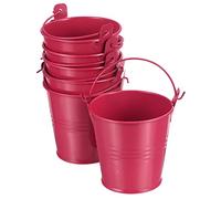 PATIKIL 3" Height Mini Metal Bucket, 6 Pack Colorful Metal Succulents Pot Party Decorative Pails with Handles for Small Succulents, Red