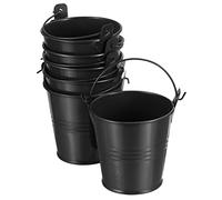 PATIKIL 3" Height Mini Metal Bucket, 6 Pack Colorful Metal Succulents Pot Party Decorative Pails with Handles for Small Succulents, Black