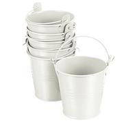 PATIKIL 3" Height Mini Metal Bucket, 6 Pack Colorful Metal Succulents Pot Party Decorative Pails with Handles for Small Succulents, Beige