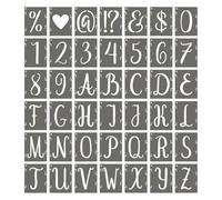 PATIKIL 3 Inch Alphabet Letter Stencils, 42Pcs Reusable Plastic Digital Templates Letters Numbers Symbol Interlocking for Crafts Wood Door Porch Wall White