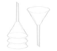 PATIKIL 3 Inch Clear Plastic Funnel, 4 Pcs Wide Mouth Multipurpose Transfer Funnel with Long Spout for Filling Water Bottle Liquid Lab Spices Powder Oil