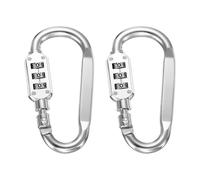 PATIKIL 3 Inch Combination Locks, 2PCS 3 Digit Locking Combination Clip Combo D-Ring Lock for Suitcase Luggage Travel Baggage Backpack Cable Loop Helmet Chain Link, Silver