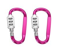 PATIKIL 3 Inch Combination Locks, 2PCS 3 Digit Locking Combination Clip Combo D-Ring Lock for Suitcase Luggage Travel Baggage Backpack Cable Loop Helmet Chain Link, Rose Red