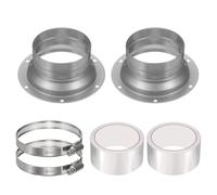 PATIKIL 3 Inch Duct Connector Flange, 2 Pack Galvanized Iron Straight Pipe Flange Interface Air Duct Connector with Clamp for Air Heating Cooling Ventilation HVAC System, Silver