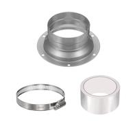 PATIKIL 3 Inch Duct Connector Flange, Galvanized Iron Straight Pipe Flange Interface Air Duct Connector with Clamp for Air Heating Cooling Ventilation HVAC System, Silver
