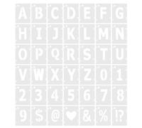 PATIKIL 3 Inch Letter Number Stencils, 42 Pack 3.2" Width Reusable Plastic Alphabet Numbers Symbol Templates Set with Ring for Painting, White