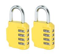 PATIKIL 3 Inch Long 4 Digit Combination Padlock, 2 Pack Waterproof Zinc Alloy Resettable Combination Lock for Outdoor Gym Gate Box, Yellow