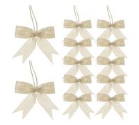PATIKIL 3 Inch Mini Burlap Bows for Crafts, 12 Pcs Handmade Bow Knot Natural Decorative Ornament Bow Pre-Tied Christmas Bowknot for Festival Holiday Party Supplies, Beige