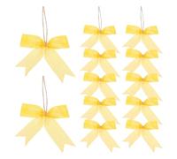 PATIKIL 3 Inch Mini Burlap Bows for Crafts, 12 Pcs Handmade Bow Knot Natural Decorative Ornament Bow Pre-Tied Christmas Bowknot for Festival Holiday Party Supplies, Yellow