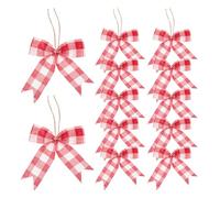 PATIKIL 3 Inch Mini Burlap Bows for Crafts, 12 Pcs Handmade Bow Knot Natural Decorative Ornament Bow Pre-Tied Christmas Bowknot for Festival Holiday Party Supplies, Red/White