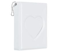 PATIKIL 3 Inch Mini Kpop Photocard Binder Album with 32 Pockets Small Bookshelf Love Heart Picture Holder Book for Collection, White