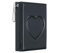 PATIKIL 3 Inch Mini Kpop Photocard Binder Album with 32 Pockets Small Bookshelf Love Heart Picture Holder Book for Collection, Black