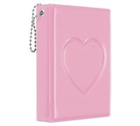 PATIKIL 3 Inch Mini Kpop Photocard Binder Album with 32 Pockets Small Bookshelf Love Heart Picture Holder Book for Collection, Pink