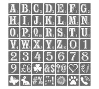 PATIKIL 3 Inch Plastic Letter and Number Stencils, 49 Pcs Reusable Alphabet Stencils for Painting Spraying on Wall, Wood, Fabric