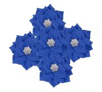 PATIKIL 3 Inch Rhinestone Pearl Chiffon Flower, 5 Pcs Sewing Fabric Appliques for DIY Craft Clothing Headbands Wedding Party Decoration, Sapphire Blue