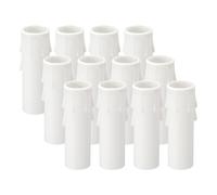 PATIKIL 3 Inch Tall Candle Covers Sleeves, 12Pcs Plastic E12 Chandelier Socket Sleeves Drip Candle Socket Covers Bulb Light Base Holder for Crystal Candle Lamps, White