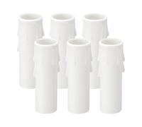 PATIKIL 3 Inch Tall Candle Covers Sleeves, 6Pcs Plastic E12 Chandelier Socket Sleeves Drip Candle Socket Covers Bulb Light Base Holder for Crystal Candle Lamps, White