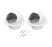 PATIKIL 3 Inch Vent Round Cover, 2 Pack Stainless Steel Exterior Wall Air Vent Louvered Soffit Vent Exhaust Outlet Hood for HVAC Ducting Exhaust Extractor Fan, White
