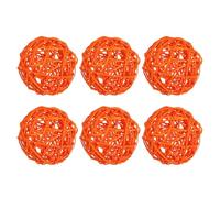 PATIKIL 3 Inch Wicker Rattan Balls, 6 Pcs Decorative Balls for Centerpiece Bowls Wedding Party Home Decor DIY Craft, Orange