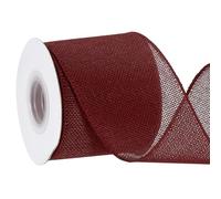 PATIKIL 3 Inch x 10 Yard Burlap Wired Ribbon, Natural Jute Wired Edge Ribbons Solid Rustic Ribbon with Iron Wire for Crafts Gift Wrapping Wreath Tree Bows, Dark Red