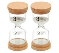 PATIKIL 3 Minute Sand Timer, 2 Pcs Wooden Sand Watch High Borosilicate Glass Sandglass Sand Clock for Games, Classroom, Kitchen, Office, Home Decoration, White