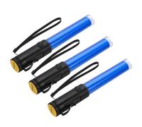 PATIKIL 3 Pack 11 Inch Signal Traffic Wand, Air Traffic Control Wand LED Flashlight with 3 Flashing Modes Side Clip Wrist Strap Lanyard for Parking Directing Guides, Blue