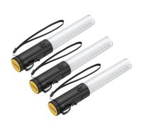 PATIKIL 3 Pack 11 Inch Signal Traffic Wand, Air Traffic Control Wand LED Flashlight with 3 Flashing Modes Side Clip Wrist Strap Lanyard for Parking Directing Guides, White