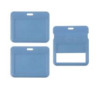 PATIKIL 3 Pack Clear Badge Holder, Plastic ID Badge Holder Clear Window Horizontal ID Protector Clips for Credit Cards Proximity Key Cards Licenses, Grey Blue