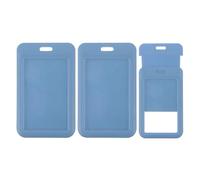 PATIKIL 3 Pack Clear Badge Holder, Plastic ID Badge Holder Clear Window Vertical ID Protector Clips for Credit Cards Proximity Key Cards Licenses, Grey Blue