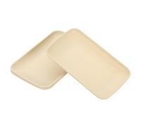 PATIKIL 3 Pack Wheat Plates, 9"x6" Rectangular Plastic Dinner Plates Reusable Wheat Plates Unbreakable Dessert Plates Trays for Dinner Cake Fruits Salad Cupcake Steak, Beige