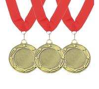 PATIKIL 3 Pcs Award Medals, 1st Place Winner Medals with Red Neck Ribbon Prize Medals for Competitions Sports Meeting Spelling Bees, 3 Inch Wide, Gold