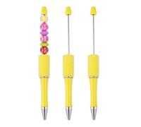 PATIKIL 3 Pcs Beadable Pen, 5.7" Glitter Diamond Bead Pen Creative DIY Ballpoint Pens Plastic Shaft Black Ink for Wedding Graduation Gift, Lemon Yellow Casing(Beads Not Included)