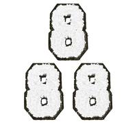 PATIKIL 3 Pcs Chenille Number Patches, 2.17 Inch Self-Adhesive Number 8 Patch Appliques Stickers for DIY Clothing Jacket Jersey Hat Decor, White with Black Edge