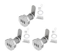PATIKIL 3 PCS Combination Cabinet Cam Lock, 3-Digit Keyless Metal Locks with 1-1/8Inch Cylinder for Cabinet Drawer Doors Deposit Box Filing Mailbox, Bright Chrome