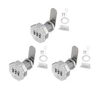 PATIKIL 3 PCS Combination Cabinet Cam Lock, 3-Digit Keyless Metal Locks with 1Inch Cylinder for Cabinet Drawer Doors Deposit Box Filing Mailbox, Bright Chrome