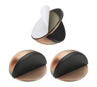 PATIKIL 3 Pcs Doorstops, Stainless Steel Door Stop Self Adhesive Metal Wedge Door Protector Half Moon Round for Bottom of Door Floor Inside Bedrooms Bathrooms Offices, Red Bronze