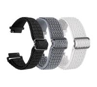 PATIKIL 3 Pcs Nylon Elastic Braided Watch Strap 19mm Stretchy Solo Loop Watch Bands Adjustable Quick Release Replacement Wristbands with Slide Buckle for Women Men, Black/Dark Grey/White