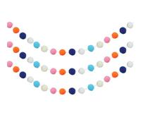 PATIKIL 3 Pcs Pom Pom Garland, 8.2 Feet Decorative Hanging Garland Ball Banner with 30Pcs Felt Balls for Halloween Thanksgiving Christmas Wedding Birthday Party Room Decor, Classic Colors