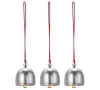 PATIKIL 3 Pcs Wind Chime, Hanging Bells Temple Bells Retro Outdoor Hanging Metal Chinese Wind Chime Round for Outside Garden Camping, Silver Red