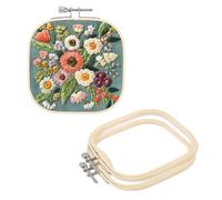 PATIKIL 3 Pieces 5.1" x 5.1" Square Embroidery Hoops, Adjustable Bamboo Cross Stitch Hoops Ring Embroidery Frame Punch Needle Hoop for Sewing, Needlework, DIY Sewing Craft Decoration