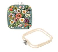 PATIKIL 3 Pieces 6.3" x 6.3" Square Embroidery Hoops, Adjustable Bamboo Cross Stitch Hoops Ring Embroidery Frame Punch Needle Hoop for Sewing, Needlework, DIY Sewing Craft Decoration